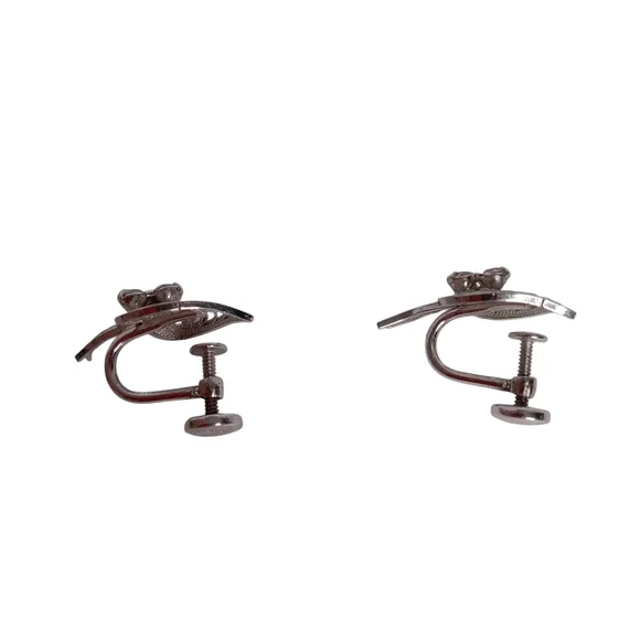 VINTAGE STERLING SILVER SCREWBACK EARRINGS BRAND‎ UNKNOWN VGC - Picture 8 of 9
